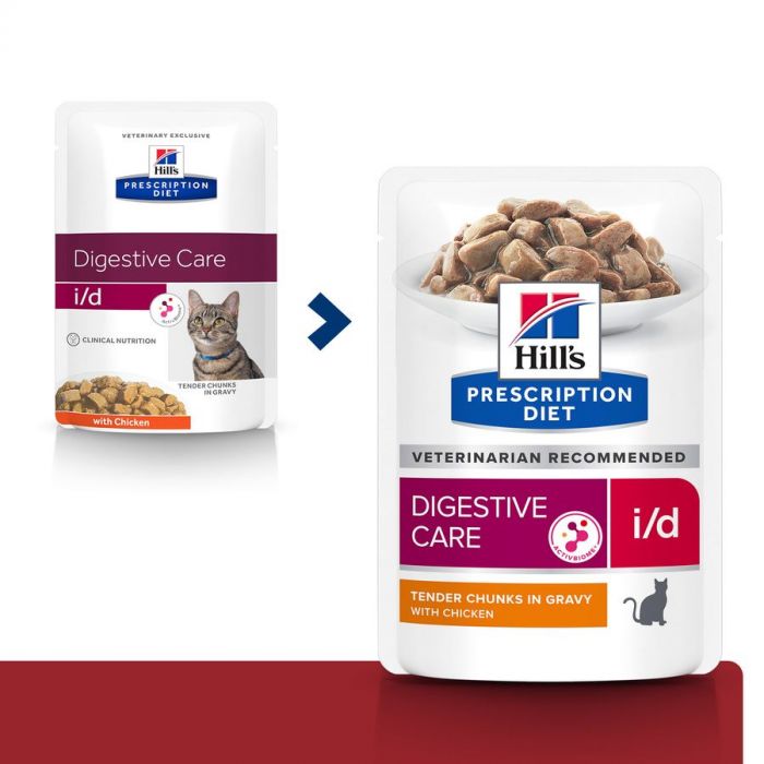 Hills Feline I D Digestive Care Chicken 85g 4x12Pouch Vet Pet IE