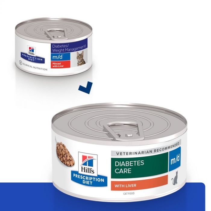 Hills Feline M D Diabetes Care 156g 1x24Tin With Liver Vet Pet IE